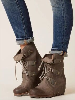 Sorel Joan of Arc Lace-Up Wedge Booties